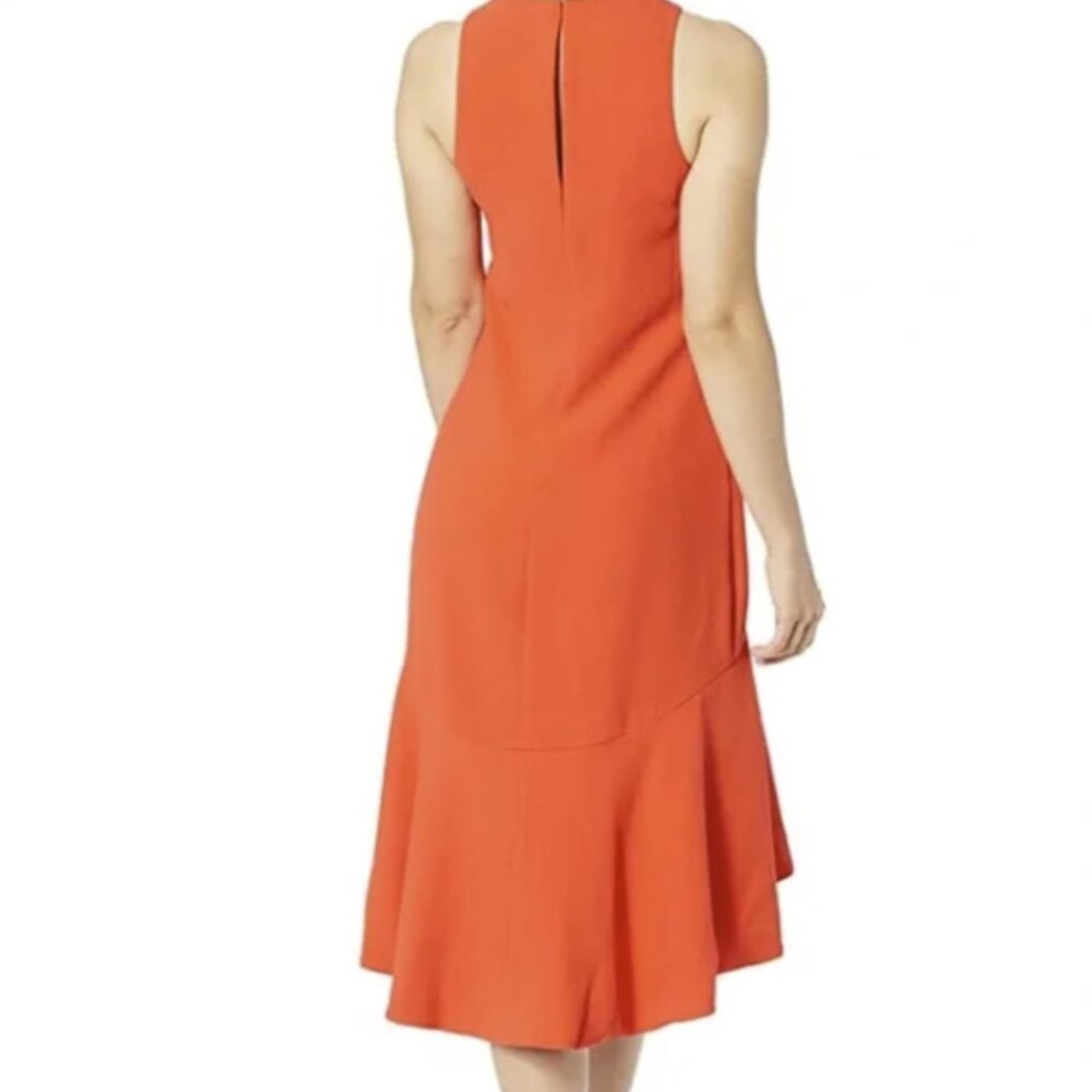 Trina Turk PETAL Lady Bug Coral Red Orange Crepe Sleeveless Keyhole Dress Sz 6 - Picture 7 of 16
